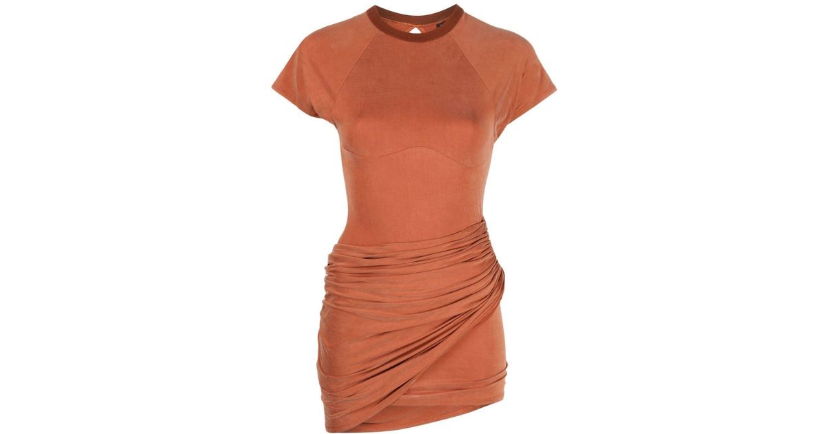 Jacquemus Drapepanel Detail Mini Dress in Orange Lyst
