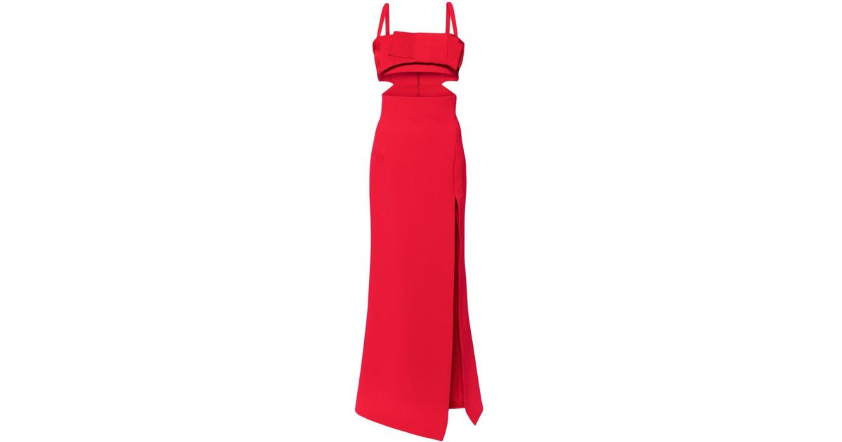 Elie Saab Cut-Out Maxi Dress in Red | Lyst