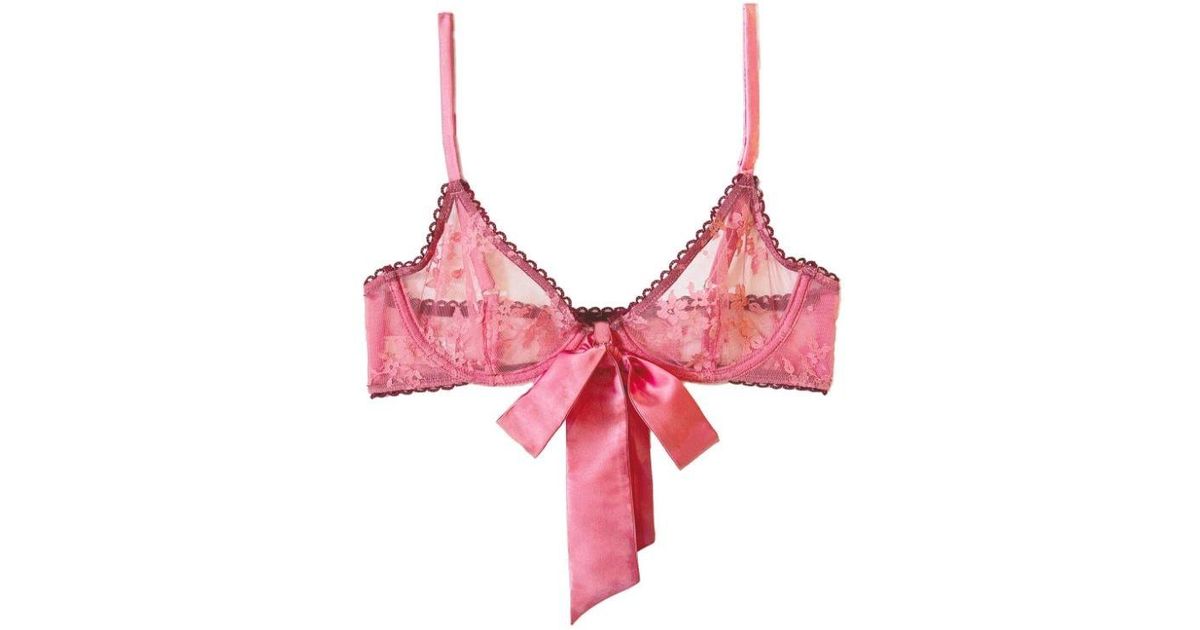 Pink Untie Me floral-embroidered tulle bra, Fleur du Mal