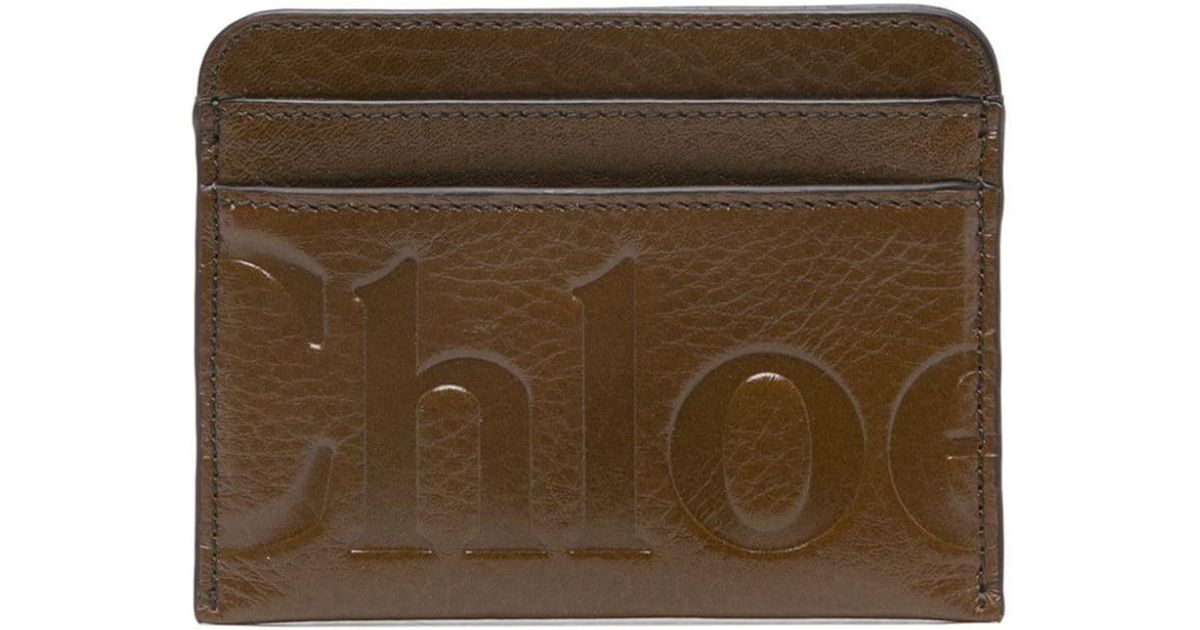 Chloé LogoDebossed Card Holder in Brown Lyst UK