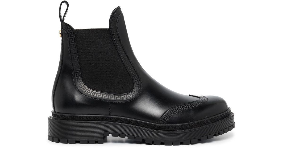 Versace Leder ChelseaBoots mit Prägung in Schwarz für Herren Lyst AT