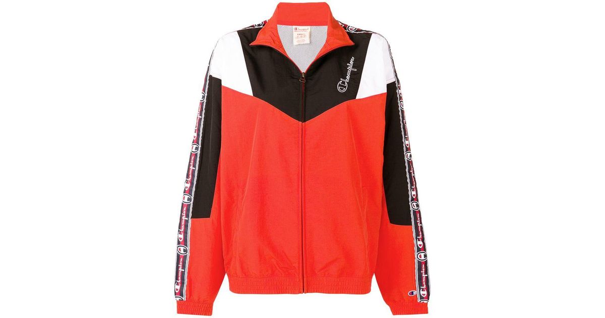 champion orange logo shell jacket