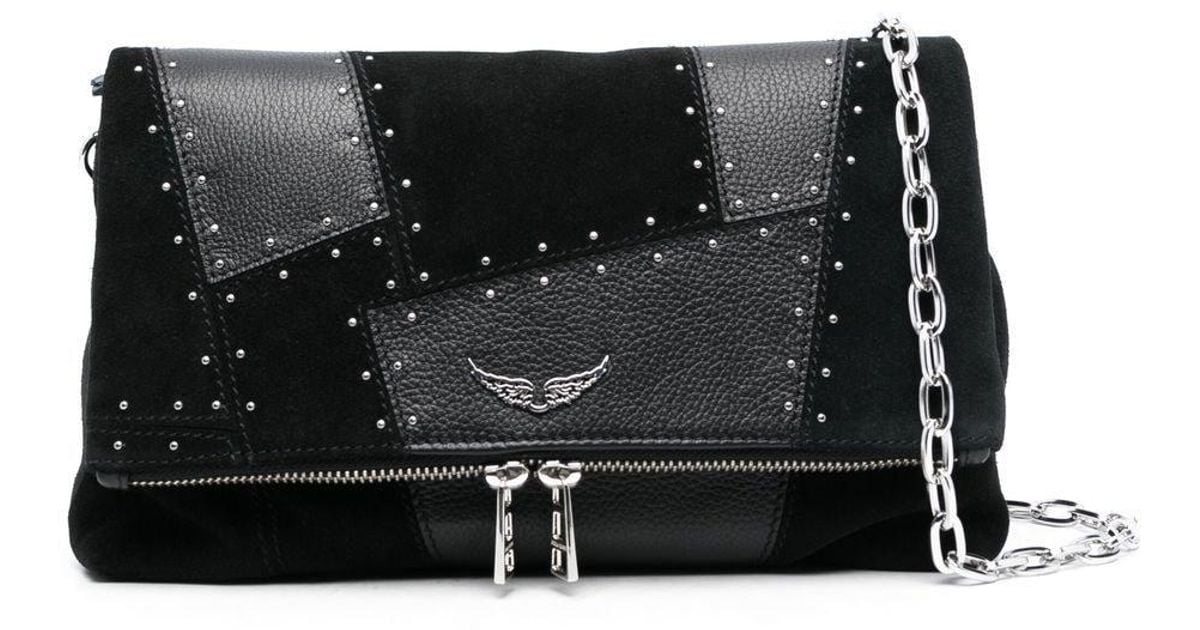 Zadig & Voltaire Leather Rocky Patchwork Shoulder Bag in Black Lyst