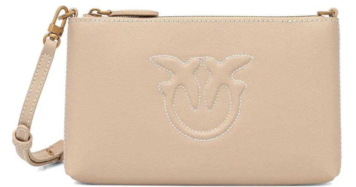 pinko ベージュ フード付き Pinko Simply leather women's card case - Beige | Caposerio.com ジャケット・アウター