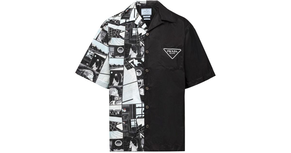 Prada Double Match Re-nylon Short-sleeve Shirt in Black for Men