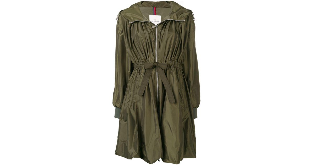 Moncler Tie Waist Rain Coat in Green | Lyst