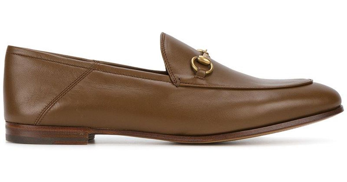 Gucci Leather Brixton Horsebit Loafers in Brown | Lyst