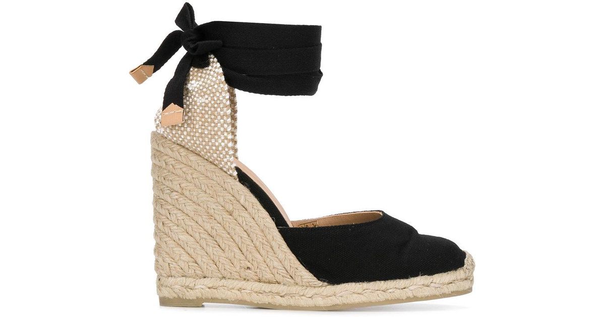 Castañer Leather Carina Wedge Espadrilles in Black - Lyst