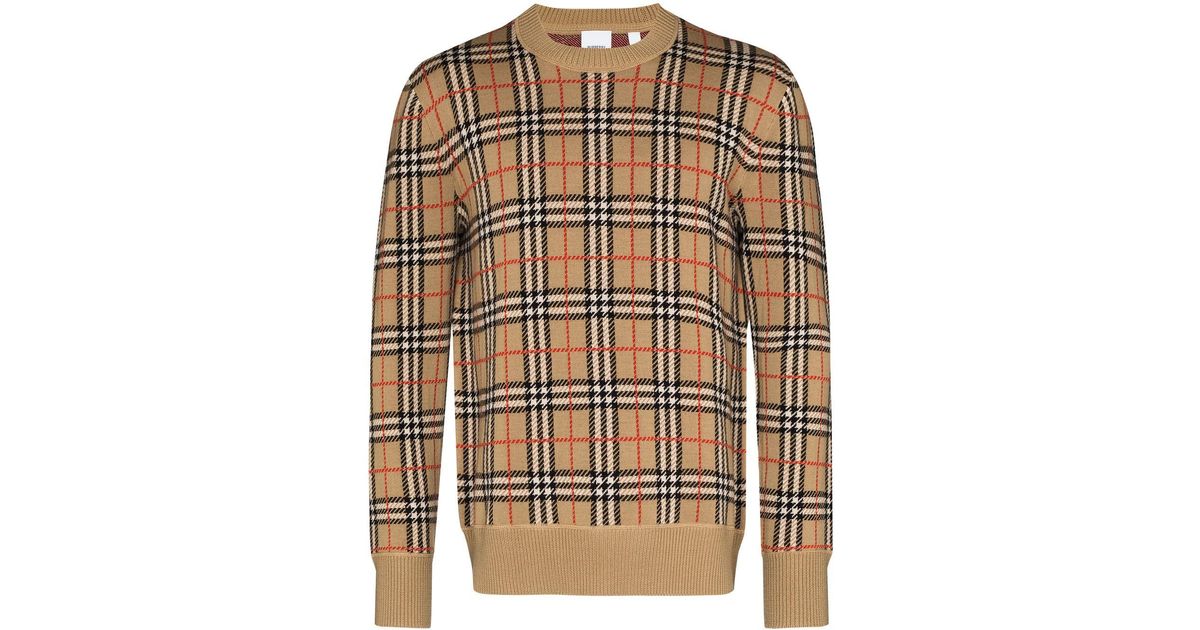 burberry vintage check detail merino wool sweater