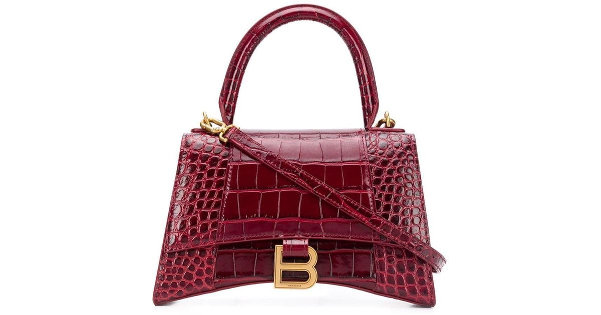 [BALENCIAGA]バレンシアガ HOURGLASS TOP HANDLE BAG BRIGHT RED BALENCIAGA Shiny Box Calfskin Small Hourglass Top Handle Bag