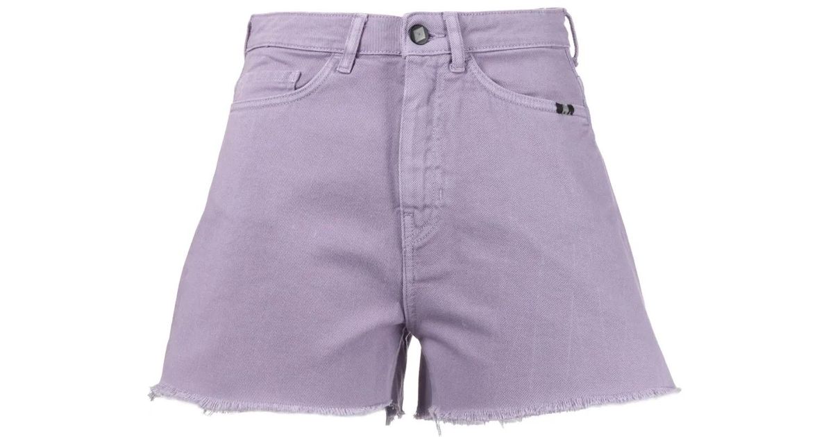 AMISH Frayed-Hem Denim Shorts in Purple Lyst UK