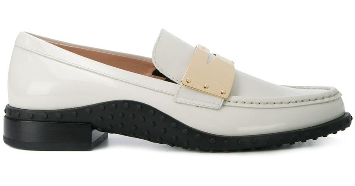 Tod's Patent Leather Loafers in White - Lyst