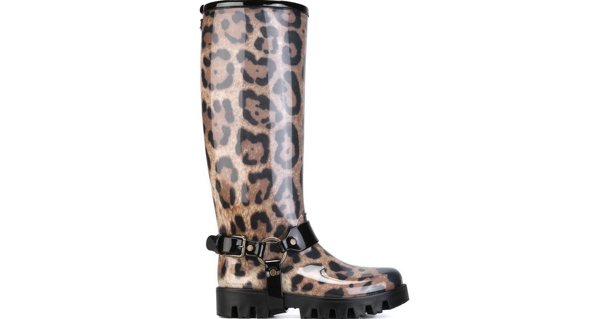 leopard print rubber boots