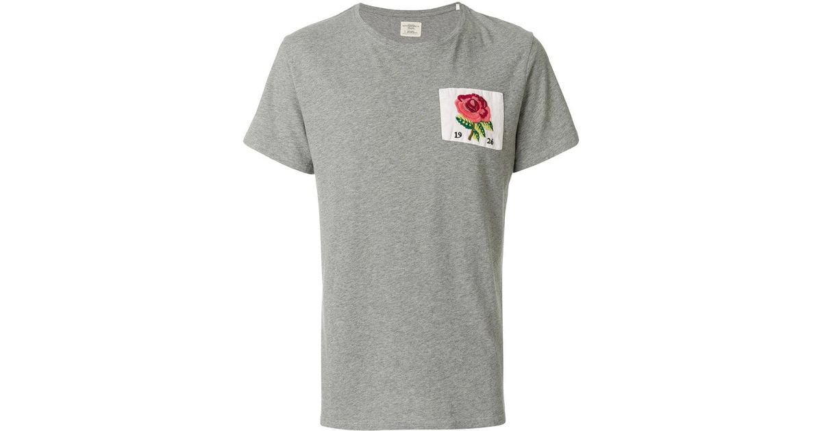 Kent & Curwen Embroidered Rose Patch T-shirt in Gray for Men | Lyst