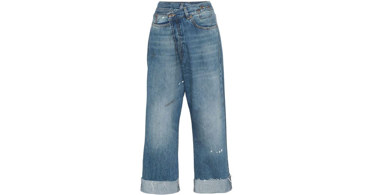 R13 Denim 'Crossover' Jeans mit hohem Bund in Blau - Lyst