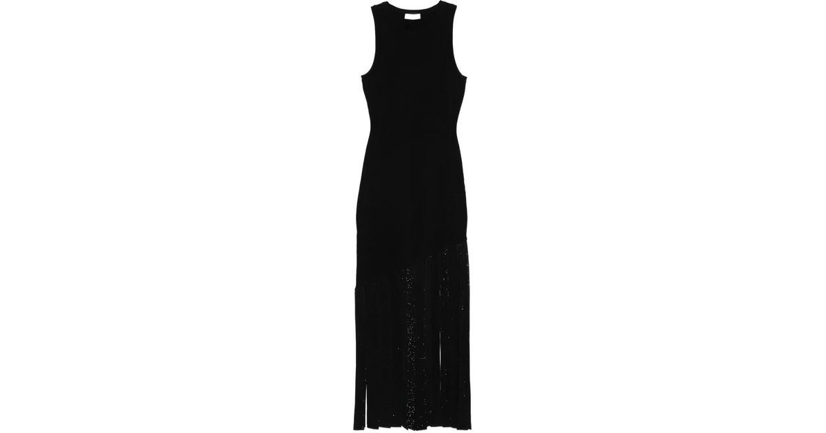 Sandro Embellished Fringe Maxi Dress in Black | Lyst UK