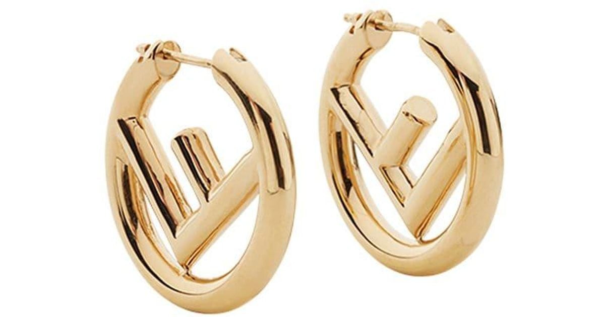 Fendi Logo Hoops in Metallic | Lyst Australia
