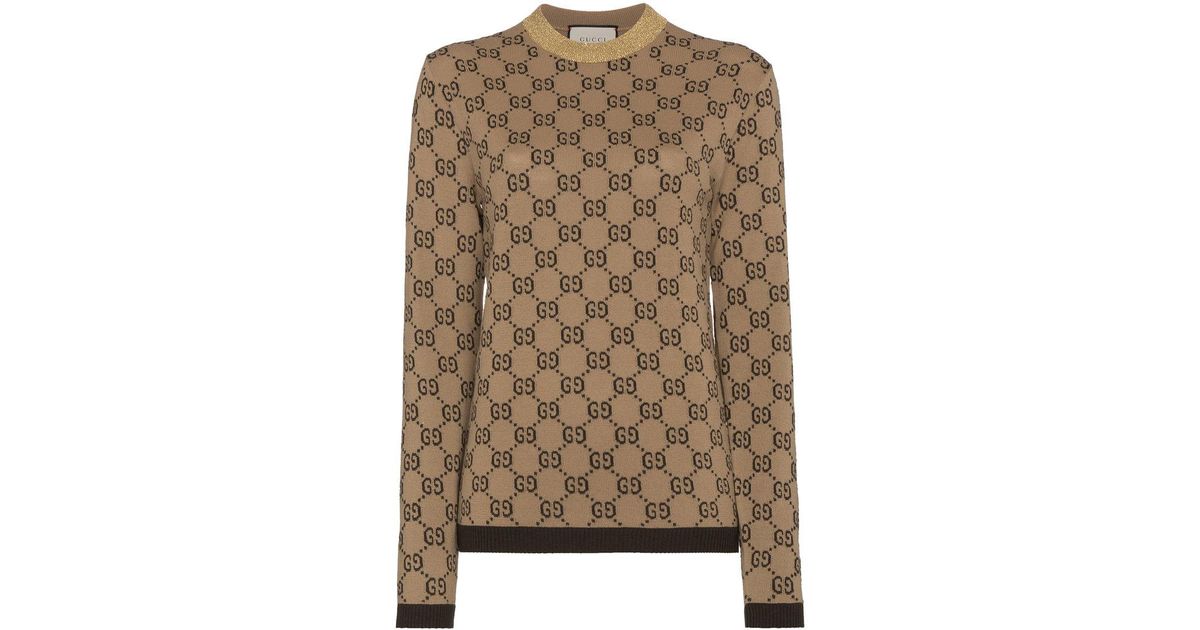 Gucci Wool Gg Supreme Sweater in Brown Lyst Canada