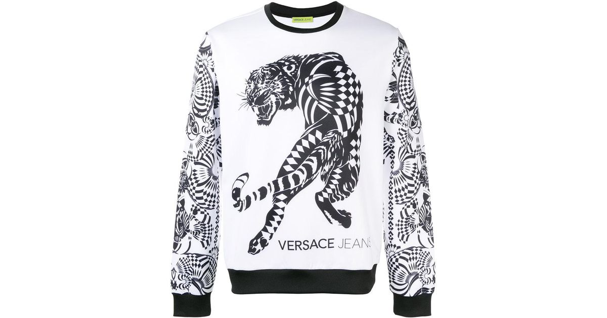 Felpa con tigre stampataVersace Jeans Couture in Denim da Uomo colore Bianco  | Lyst