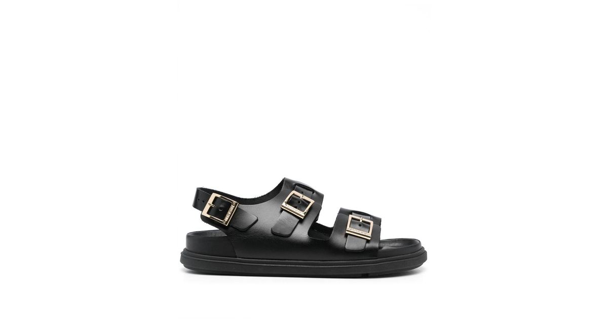 Birkenstock Cannes Leather Sandals in Black | Lyst UK