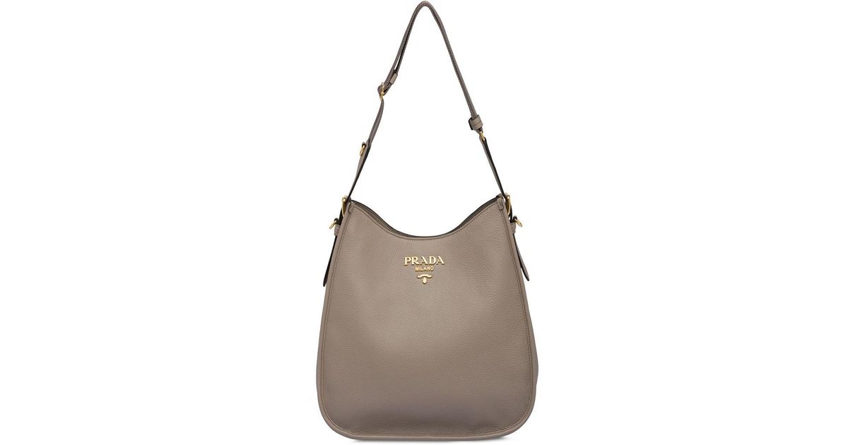 Prada Front Logo Hobo Bag in Gray Lyst