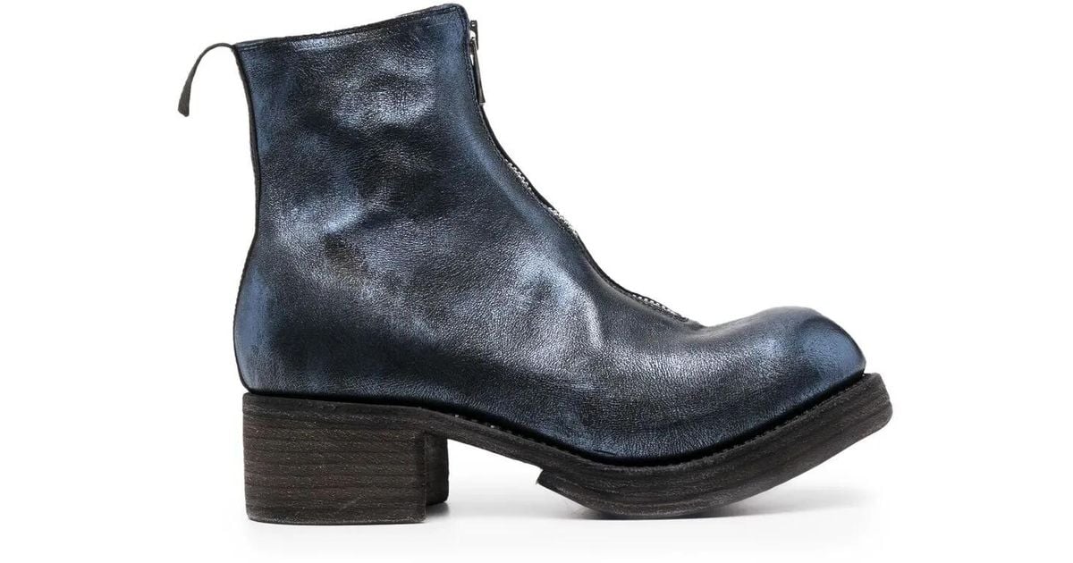 Guidi Metallic-Sheen Leather Boots in Blue | Lyst