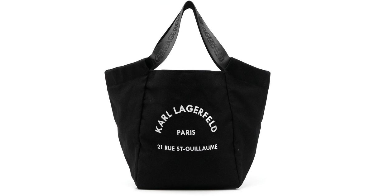 Karl Lagerfeld Logo-print Tote Bag in Black | Lyst