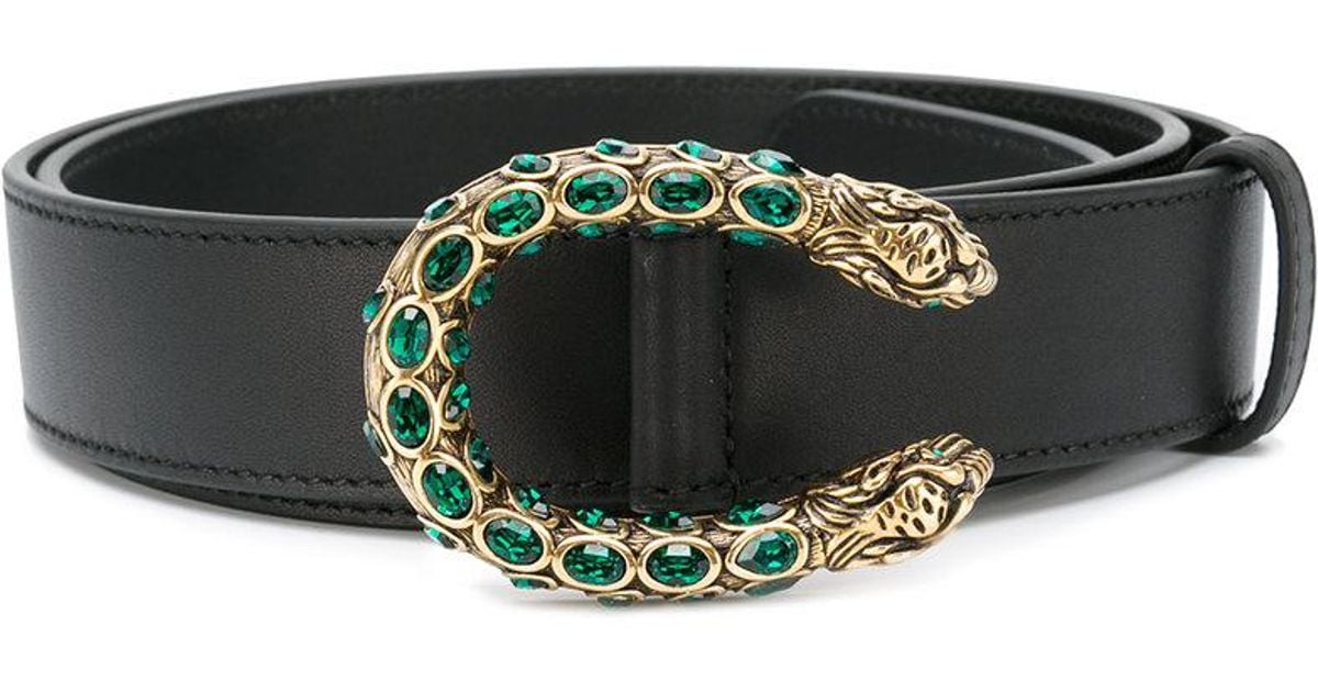 Gucci Leather Crystal-embellished Dionysus Belt in Brown - Lyst