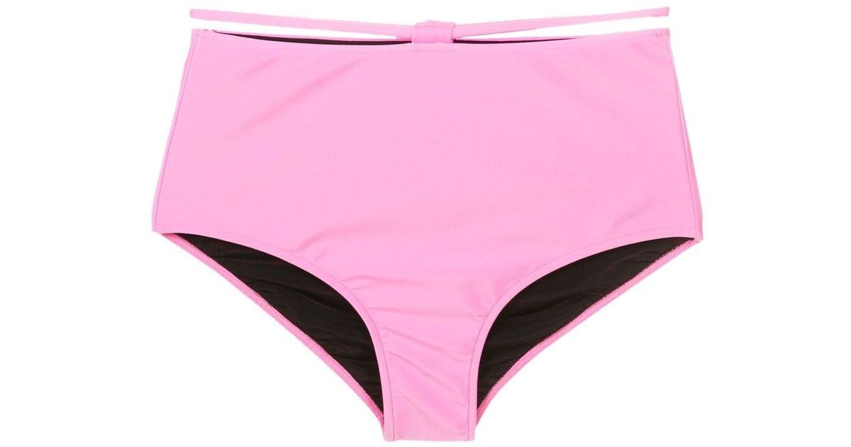 Gloria Coelho String-detail High-rise Bikini Briefs in Pink | Lyst