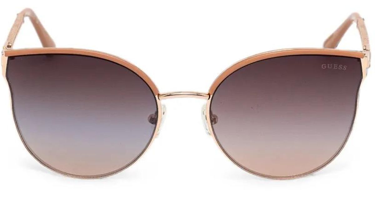 GUESS Translucent Pink Cat-Eye Sunglasses with Brown Gradient Lenses Guess Cat Eye Sunglasses Pink Crystal Rose Gold Metal Pink  main image 2