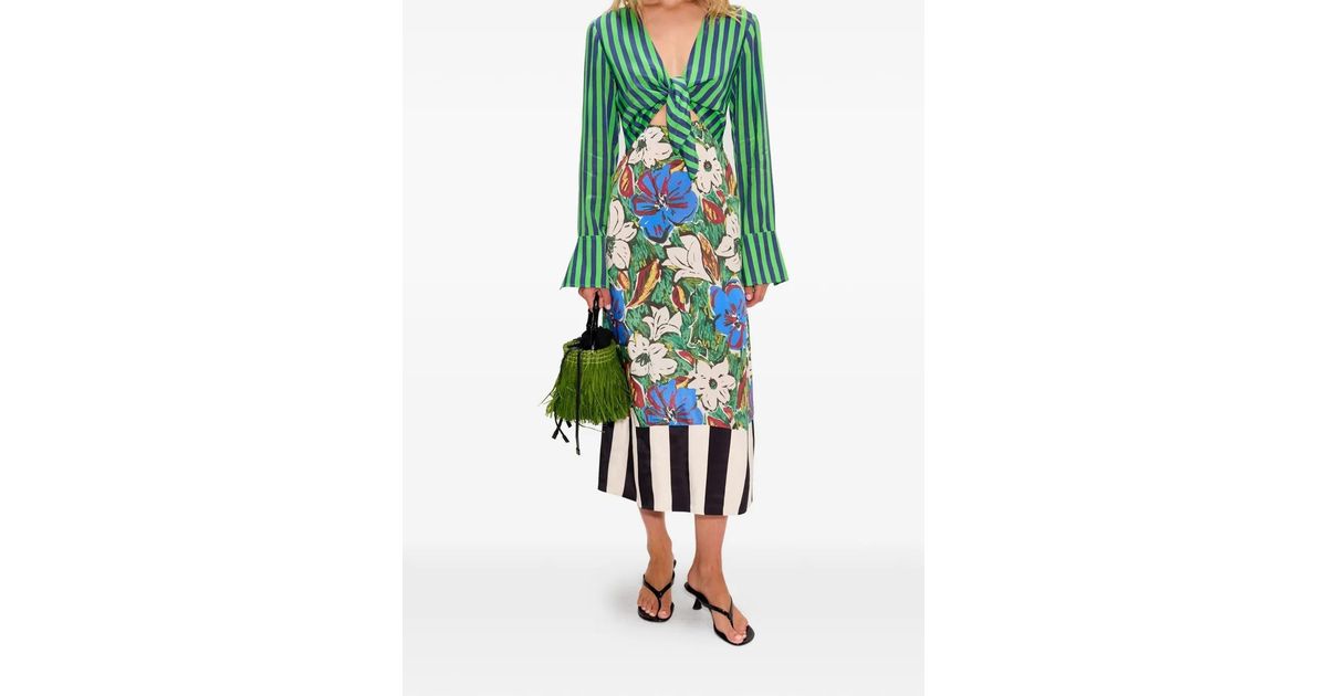 Simon Miller Zelene Floral-Print Striped Maxi Dress in Green | Lyst Simon Miller Zelene Floral-Print Striped Maxi Dress in Green | Lyst