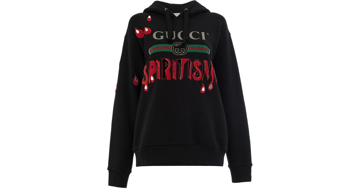 Gucci Cotton Spiritismo Logo Hoodie in Black - Lyst