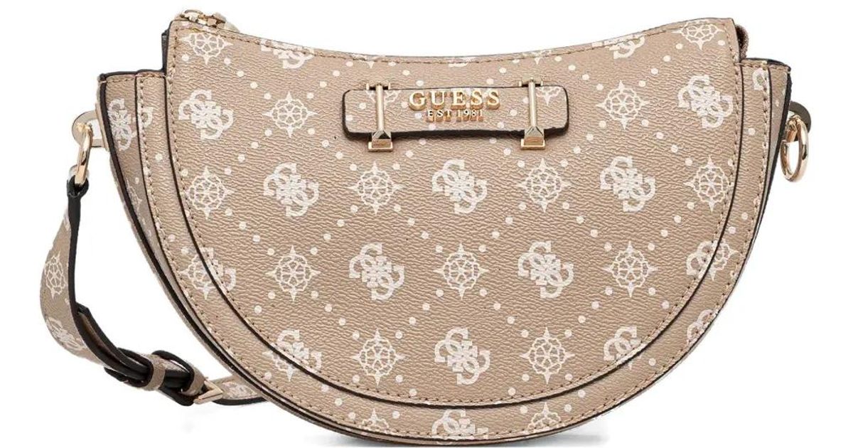 Guess Monogram Pattern Cross Body Bag in Natural | Lyst UK