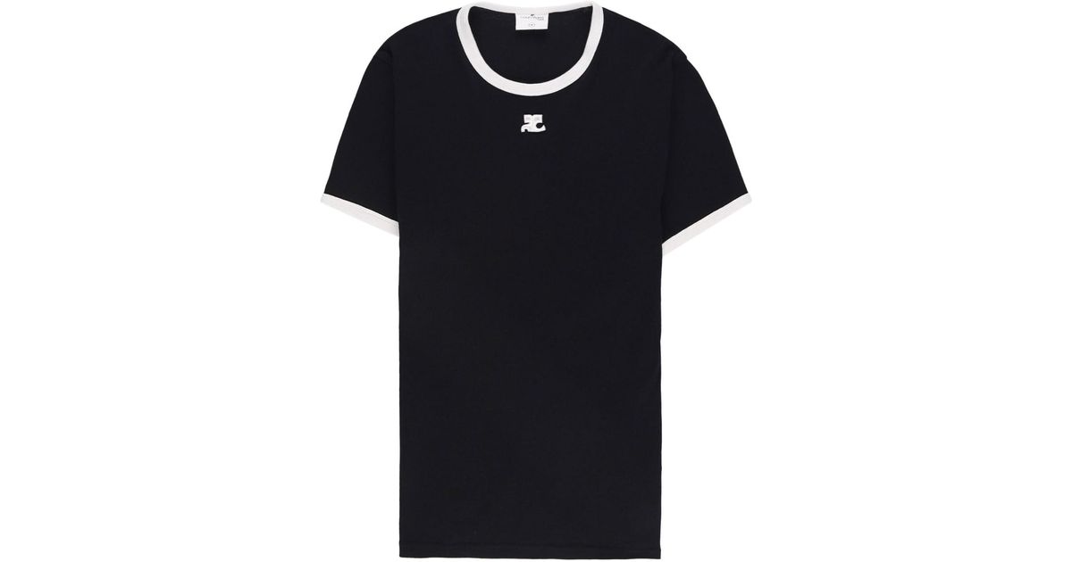 Courreges Bumpy Contrast T-shirt in Black for Men | Lyst