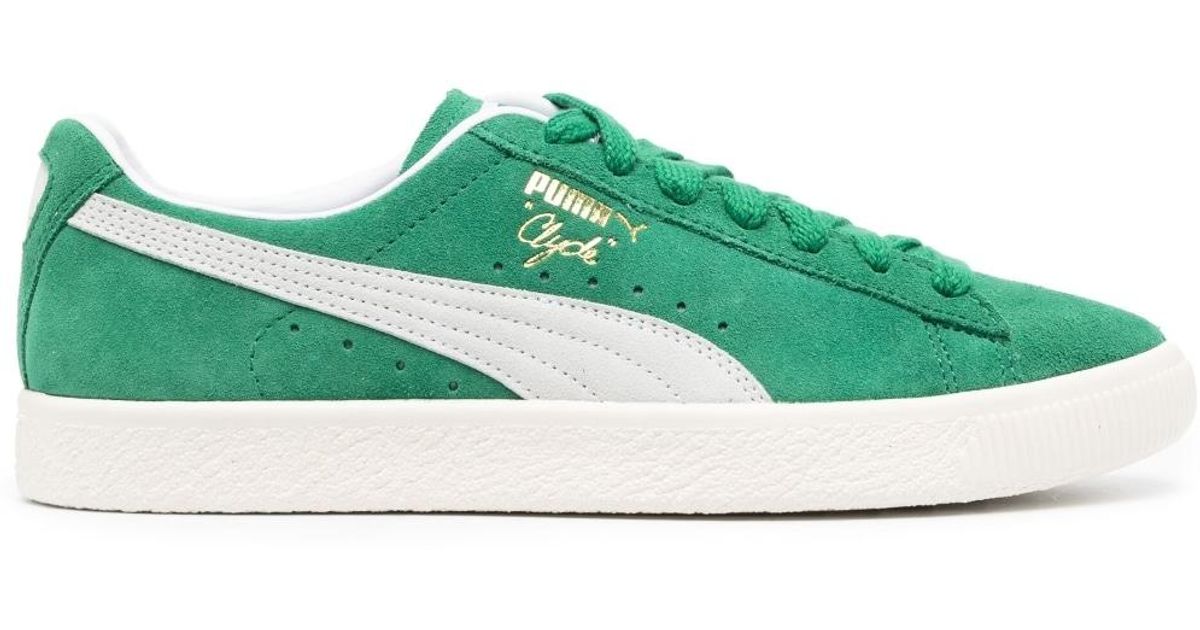 PUMA Clyde Low-top Suede Sneakers in Green | Lyst