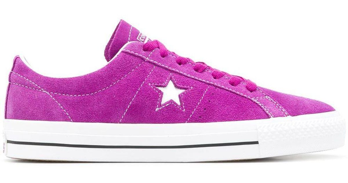 Converse Leather One Star Pro Ox Trainers in Purple for Men - Lyst