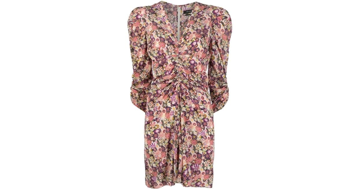 Isabel Marant Silk Aliniza Floral-print Dress in Pink | Lyst