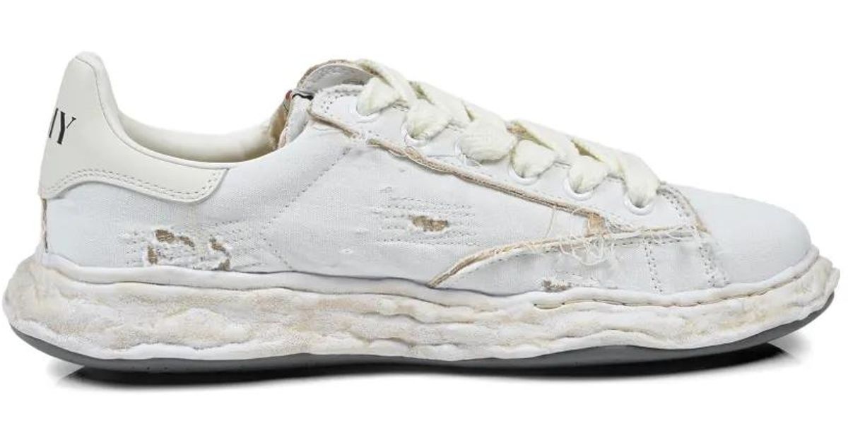 Maison Mihara Yasuhiro Charles Og Sole Ripped-Canvas Sneakers in White ...