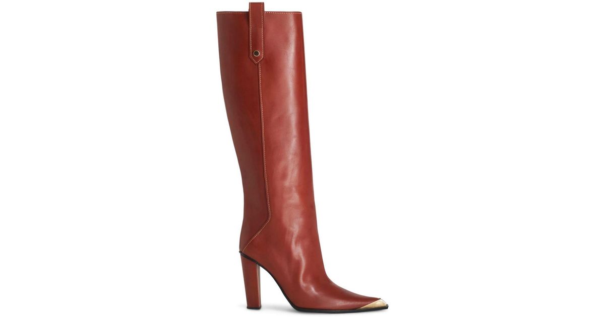 ETRO metallic toe-cap knee-high boots - Red