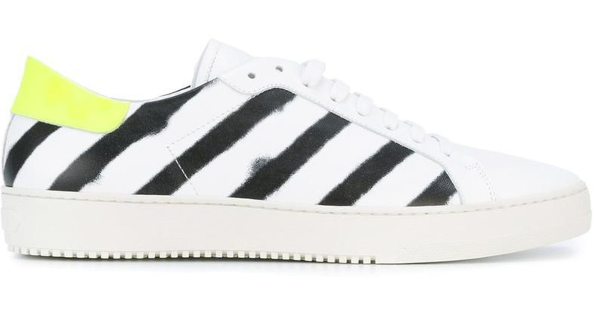 Off-White c/o Virgil Abloh Diagonal Spray Leather Sneakers in White for ...