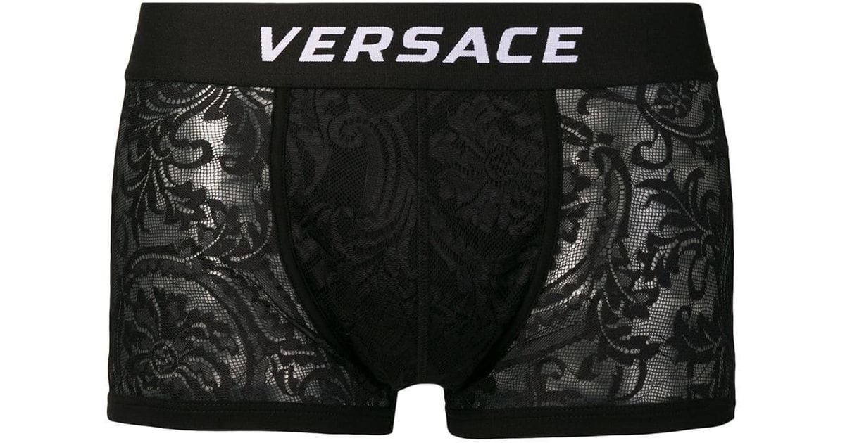 Versace Logo Lace Boxers in Black for Men Save 17 Lyst