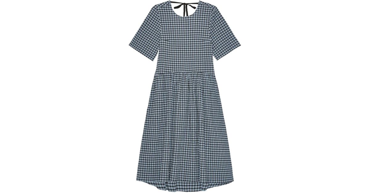 knee length dresses for ladies Shiny Check Midi Dress in Lemon Icing main image 0