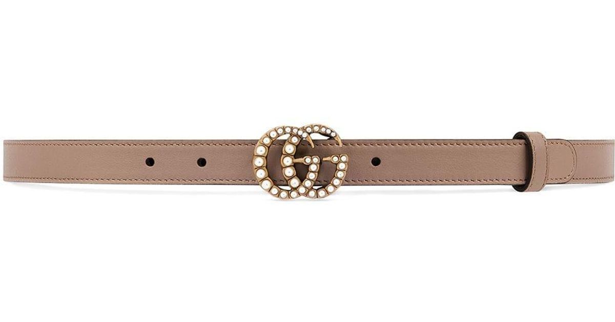 Gucci Leather Pearl Double G Buckle Belt Save 2 Lyst