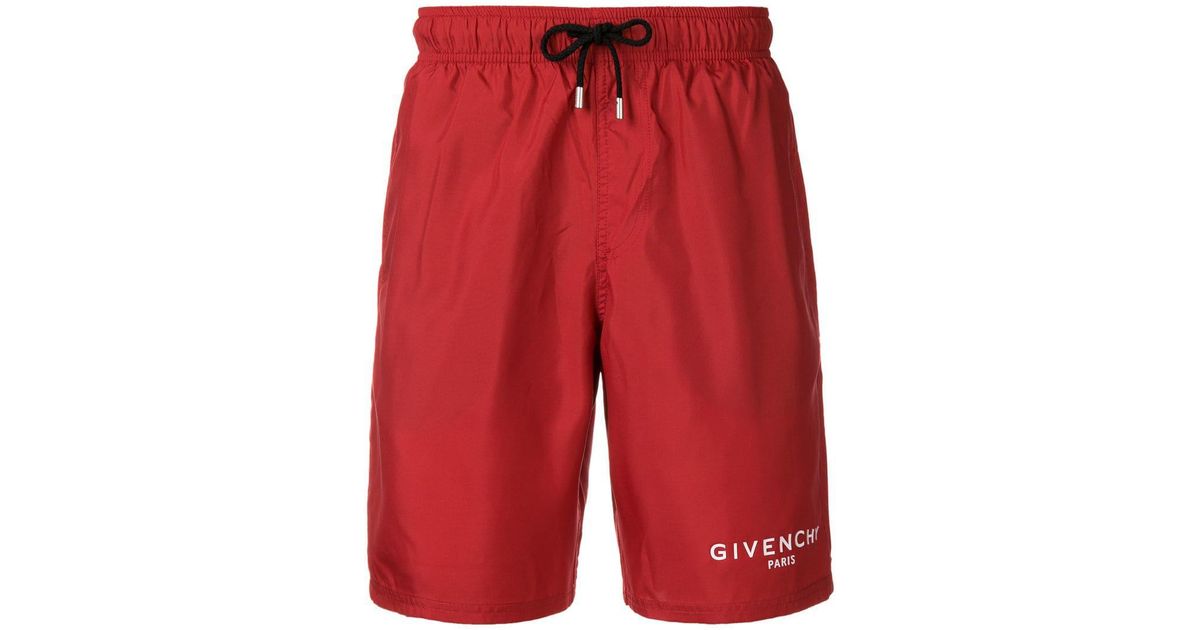 Givenchy Side Logo Swim Shorts in Red 