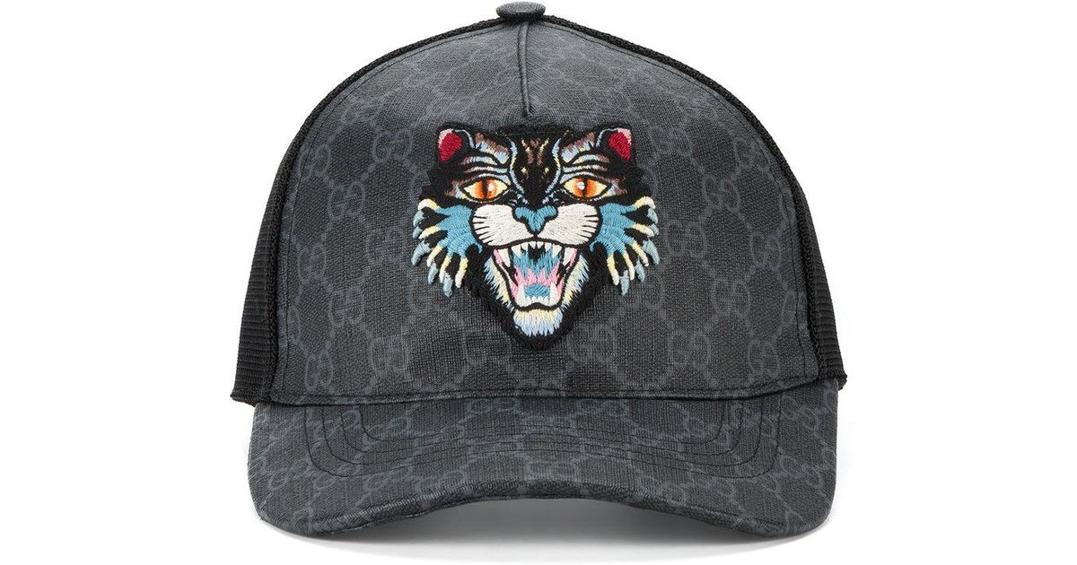 Gucci Gg Supreme Angry Cat Baseball Cap in Black for Men | Lyst