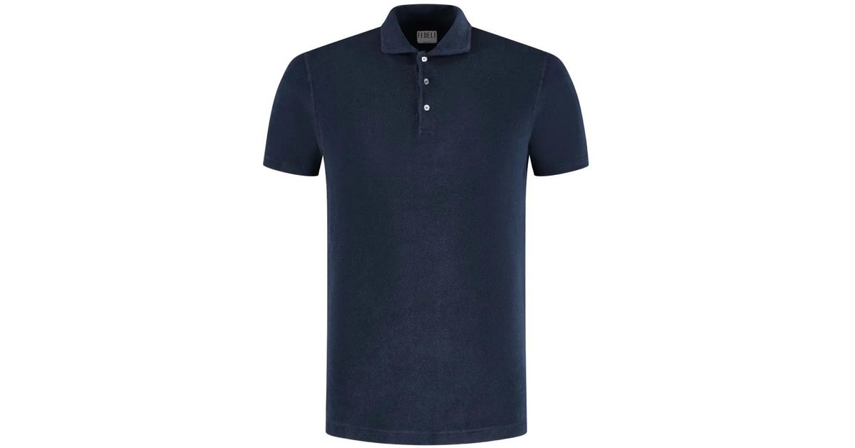 Fedeli Buttoned Polo Shirt in Blue for Men | Lyst