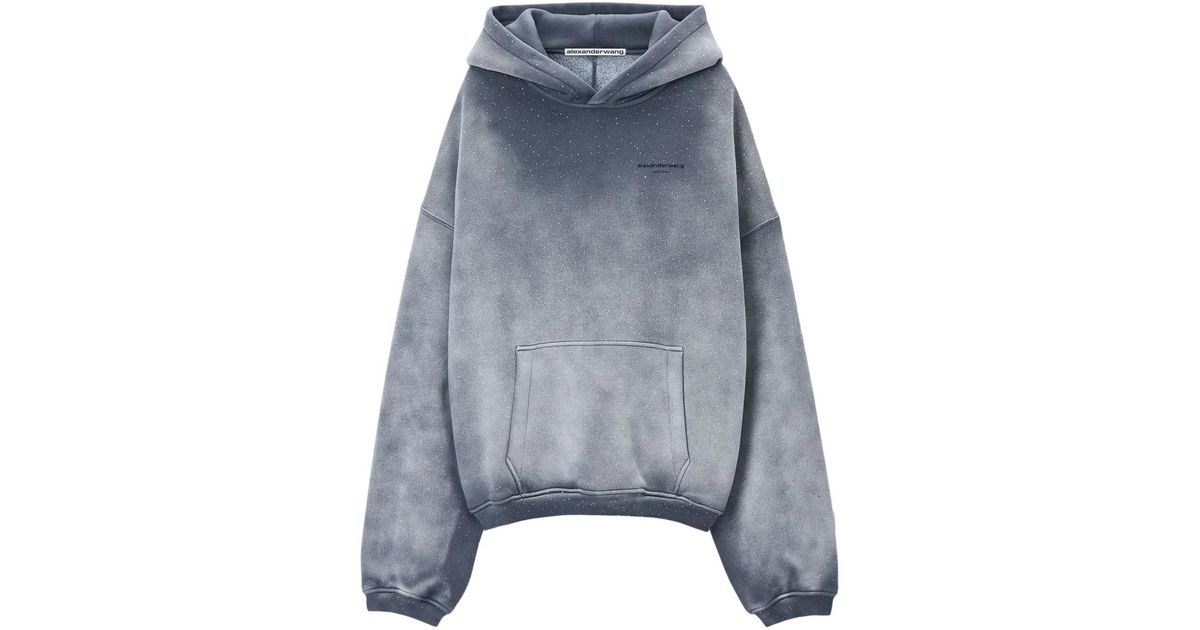 Alexander Wang Crystal Hoodie in Grey | Lyst Australia
