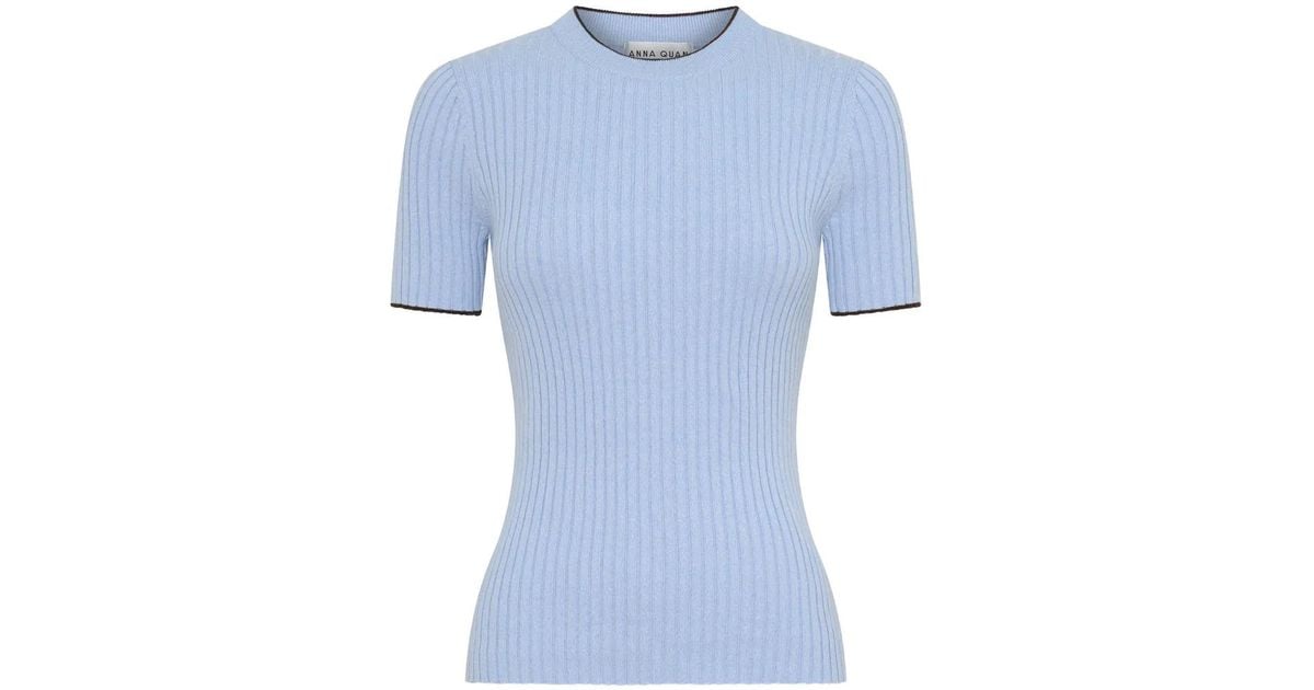 Knit Ribbed Purple Top Anna Quan Bebe Ribbed-Knit Top in Blue | Lyst