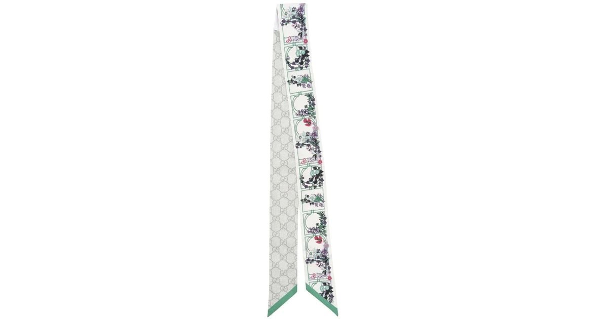 Gucci Printed Silk Twill Ribbon in White | Lyst UK