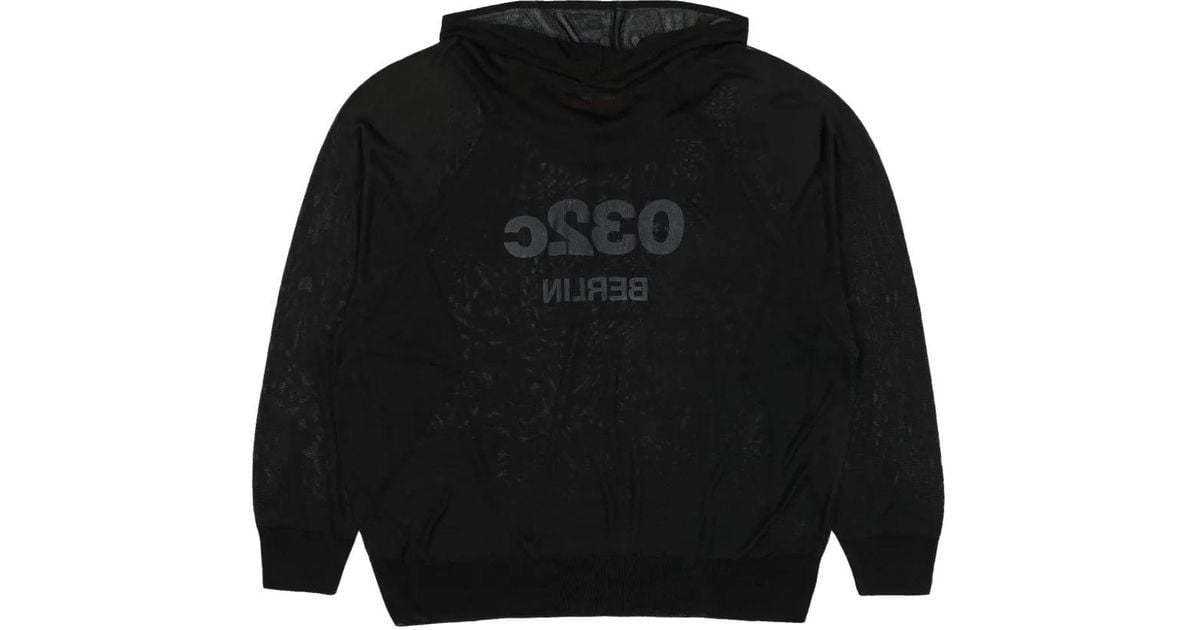 ★032c★ U SELFIE TRANSLUCENT HOODED KNIT BLACK SELFIE